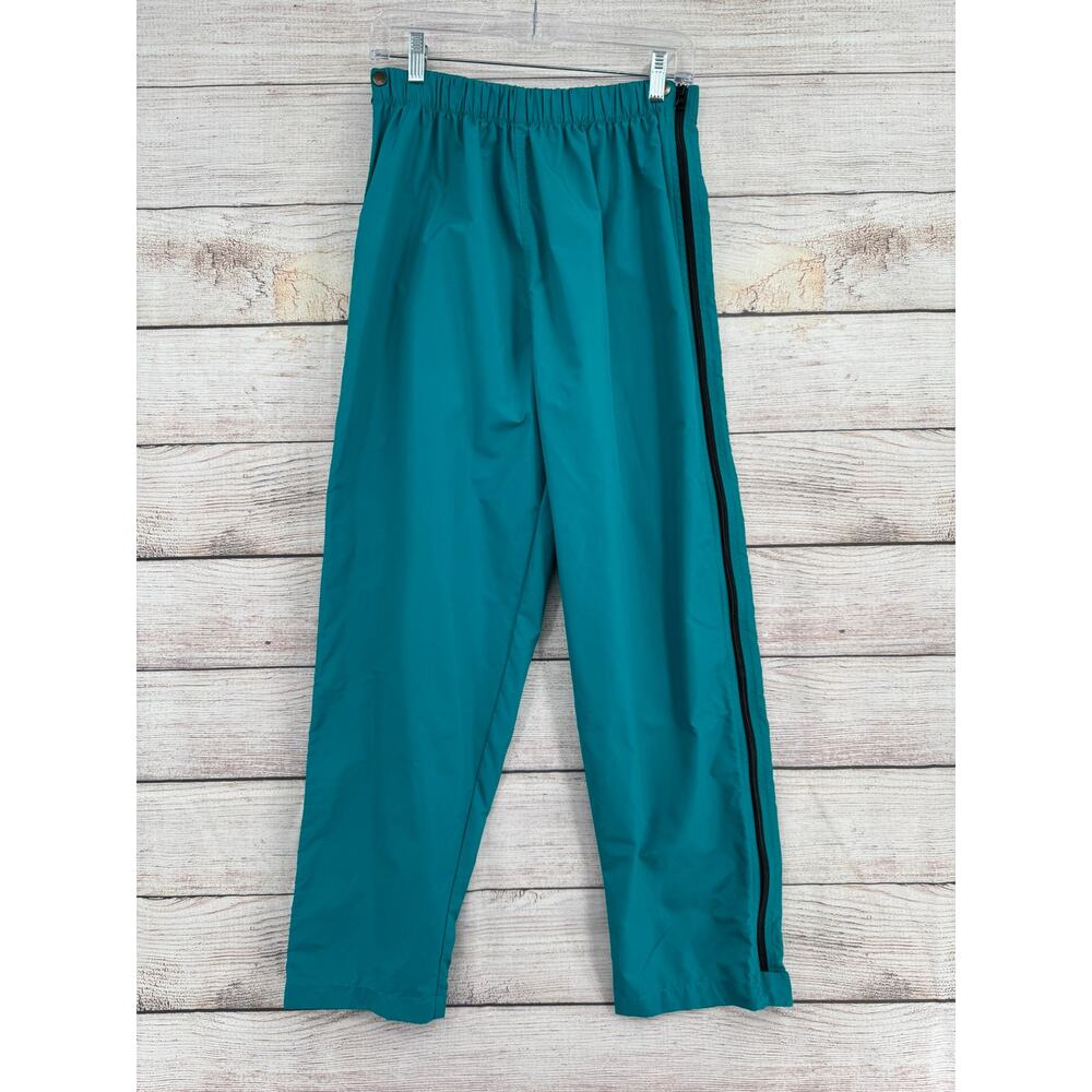 Vintage L.L. Bean Side Zip Rain Pants Women's 14‎ Teal Green Zip Off